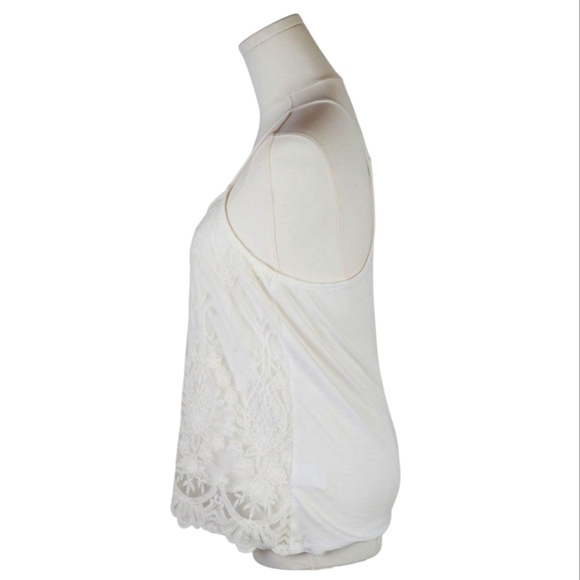 ACK Ivory Lace Overlay Racerback Tank Top Style ACK757 Size M - Picture 4 of 8